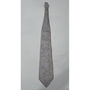 MEN'S BRIONI SILK NECK TIE GRAY/BLUE BAROQUE WOVEN HAND MADE ITALY 3.5”